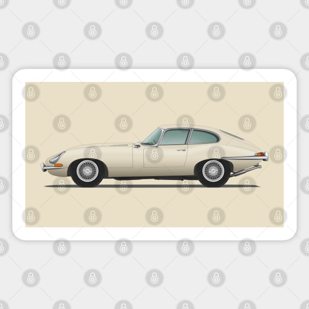 Jaguar E Type Fixed Head Coupe Old English White Sticker by SteveHClark